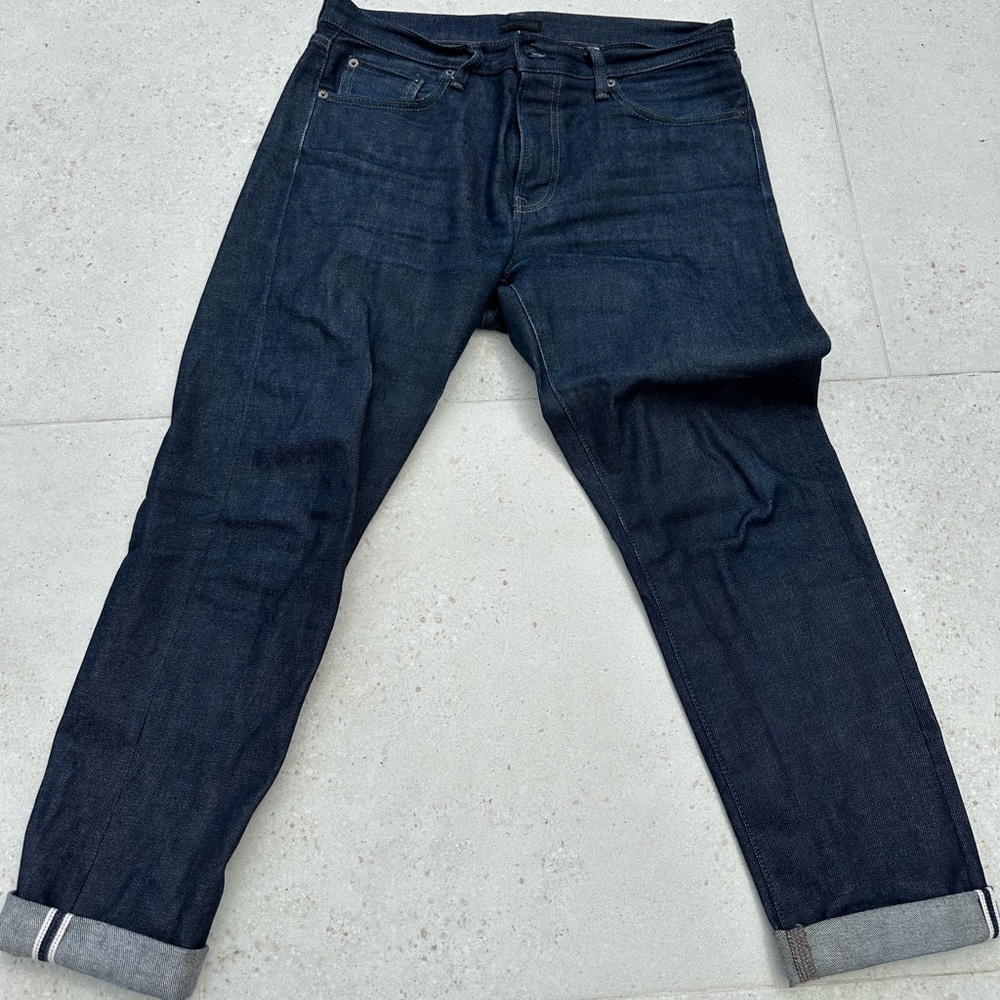 Uniqlo Raw Selvedge indigo blue jeans 34x30
